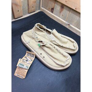 Sanuk Mens Sidewalk Surfer Sandals Size 8 Tan Canvas Slip-On Casual Shoes